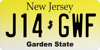 NJ license plate J14GWF