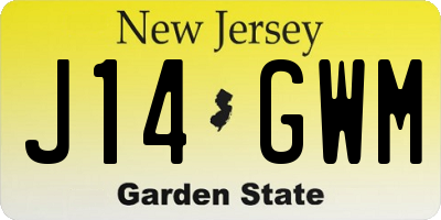 NJ license plate J14GWM