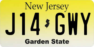NJ license plate J14GWY