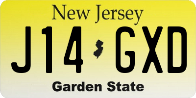 NJ license plate J14GXD