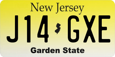 NJ license plate J14GXE