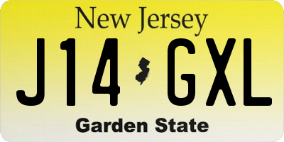 NJ license plate J14GXL
