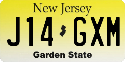 NJ license plate J14GXM