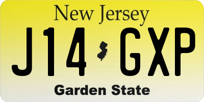 NJ license plate J14GXP