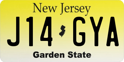 NJ license plate J14GYA