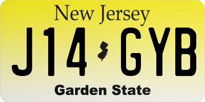 NJ license plate J14GYB