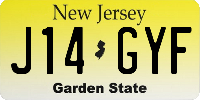 NJ license plate J14GYF