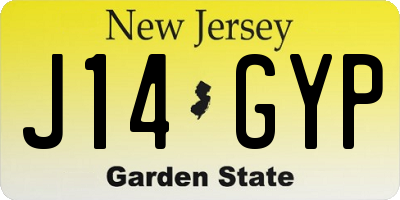 NJ license plate J14GYP