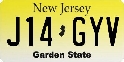 NJ license plate J14GYV
