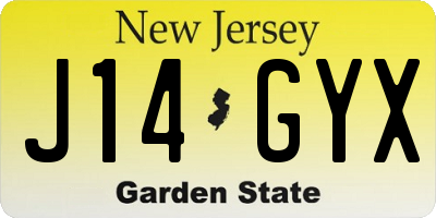 NJ license plate J14GYX