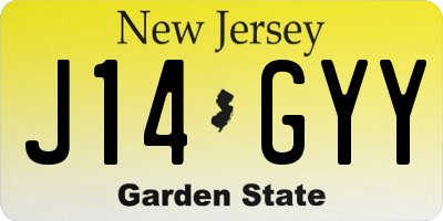NJ license plate J14GYY