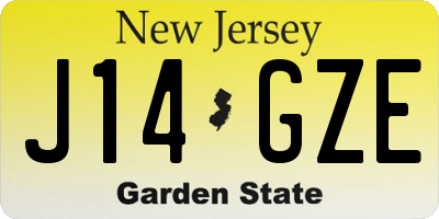 NJ license plate J14GZE