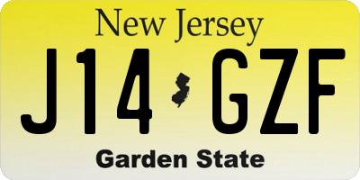 NJ license plate J14GZF