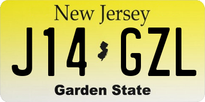 NJ license plate J14GZL