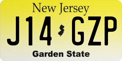 NJ license plate J14GZP