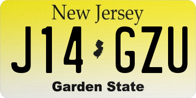 NJ license plate J14GZU