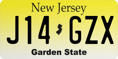 NJ license plate J14GZX