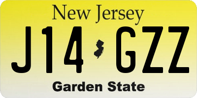 NJ license plate J14GZZ