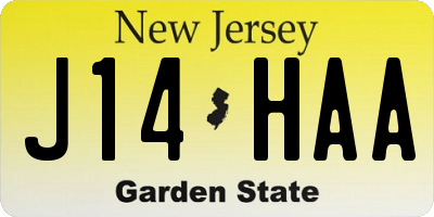NJ license plate J14HAA