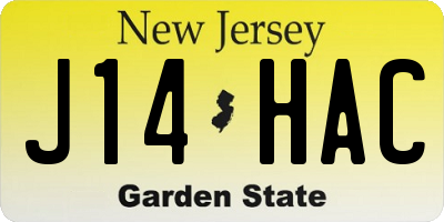 NJ license plate J14HAC