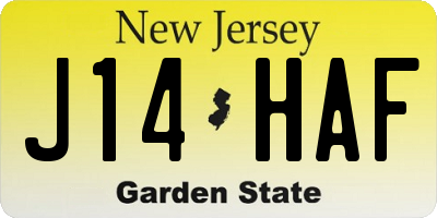 NJ license plate J14HAF