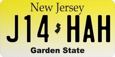 NJ license plate J14HAH