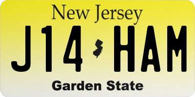 NJ license plate J14HAM