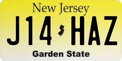 NJ license plate J14HAZ