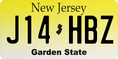 NJ license plate J14HBZ