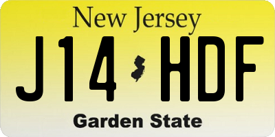 NJ license plate J14HDF