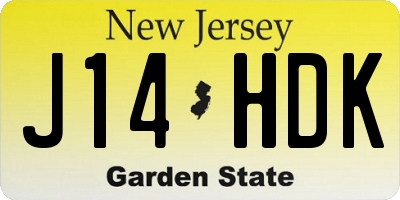 NJ license plate J14HDK