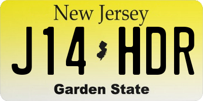 NJ license plate J14HDR