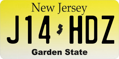 NJ license plate J14HDZ
