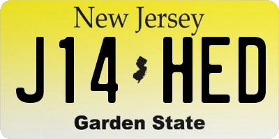 NJ license plate J14HED