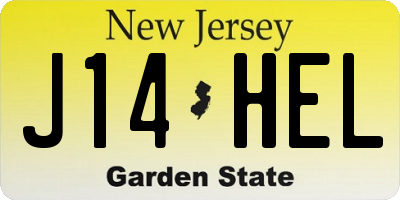 NJ license plate J14HEL
