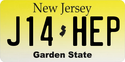 NJ license plate J14HEP