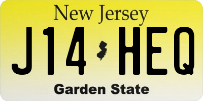 NJ license plate J14HEQ