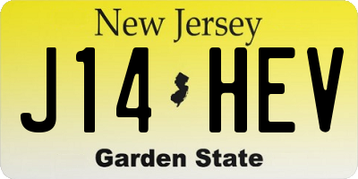 NJ license plate J14HEV