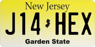 NJ license plate J14HEX