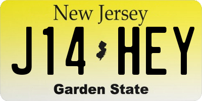 NJ license plate J14HEY
