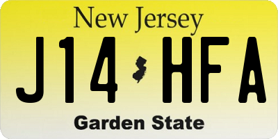 NJ license plate J14HFA
