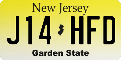 NJ license plate J14HFD