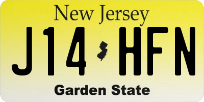 NJ license plate J14HFN
