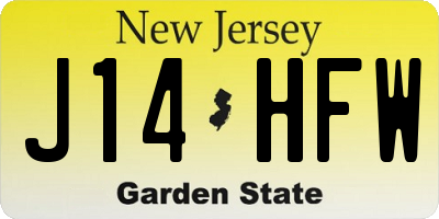 NJ license plate J14HFW