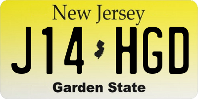 NJ license plate J14HGD