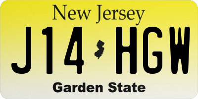 NJ license plate J14HGW
