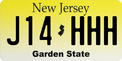 NJ license plate J14HHH