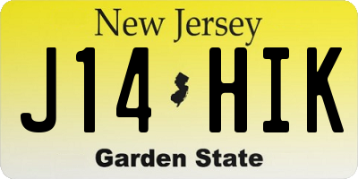 NJ license plate J14HIK