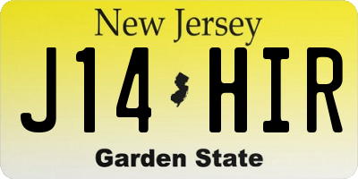 NJ license plate J14HIR