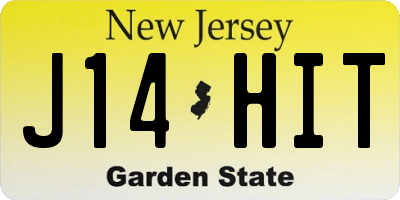 NJ license plate J14HIT